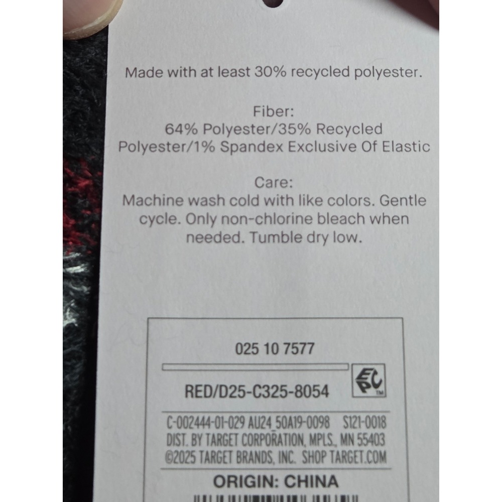 Auden Cozy Crew Socks Red Black White Buffalo Plaid Fuzzy Soft Shoe Size 4-10 - Picture 4 of 4